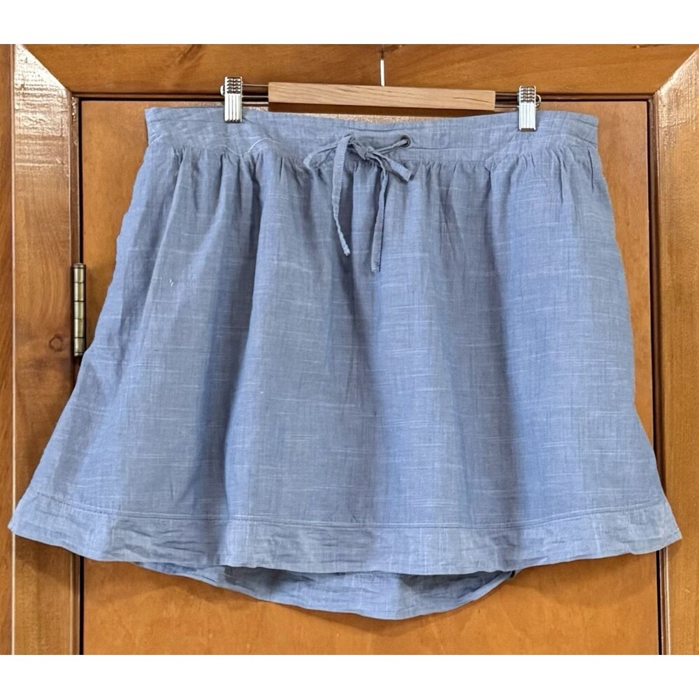 Merona Chambray Denim A Line Skirt Womens XXL Drawstring Elastic Waist Pockets - Picture 4 of 8